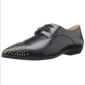 Genuine Leather Studded Cap Toe Boyfriend Loafers